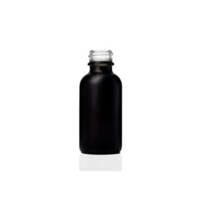 1oz Glass Boston Round Bottles, 20-400 Black Phenolic Pulp/Vinyl